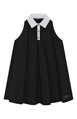 Balmain Two-Tone Sleeveless A-Line Shirt Dress Black White Kids Girl Size 8A